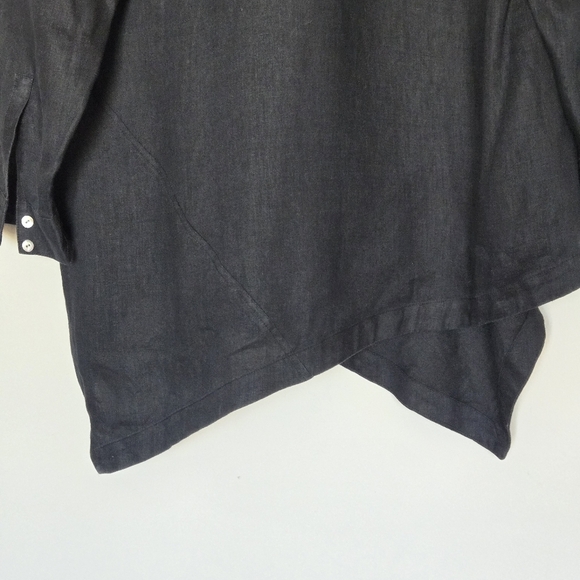 J. Jill 100% Linen Black Popover Lagenlook Boho Asymmetrical Hem Tunic Top LP - Picture 5 of 9